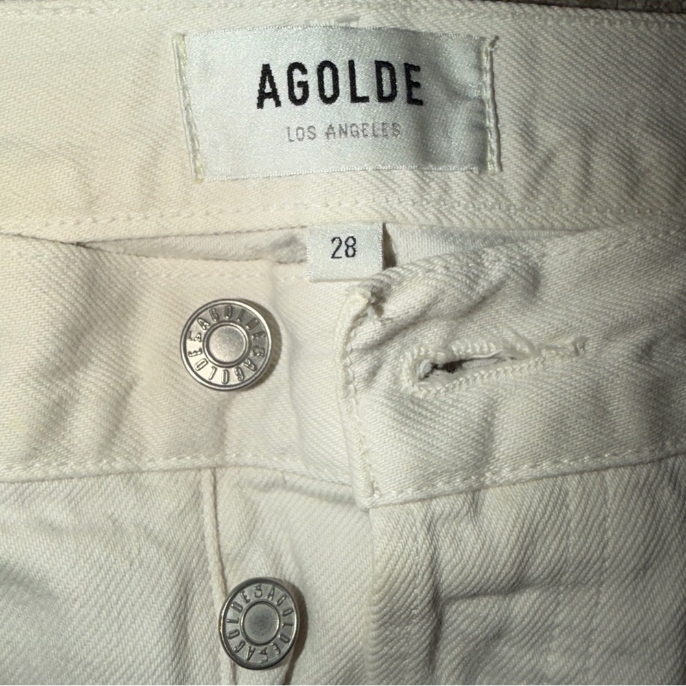 AGOLDE 100% Cotton 90'S PINCH WAIST HIGH RISE STRAIGHT MARSHMALLOW white 28 - Picture 4 of 8